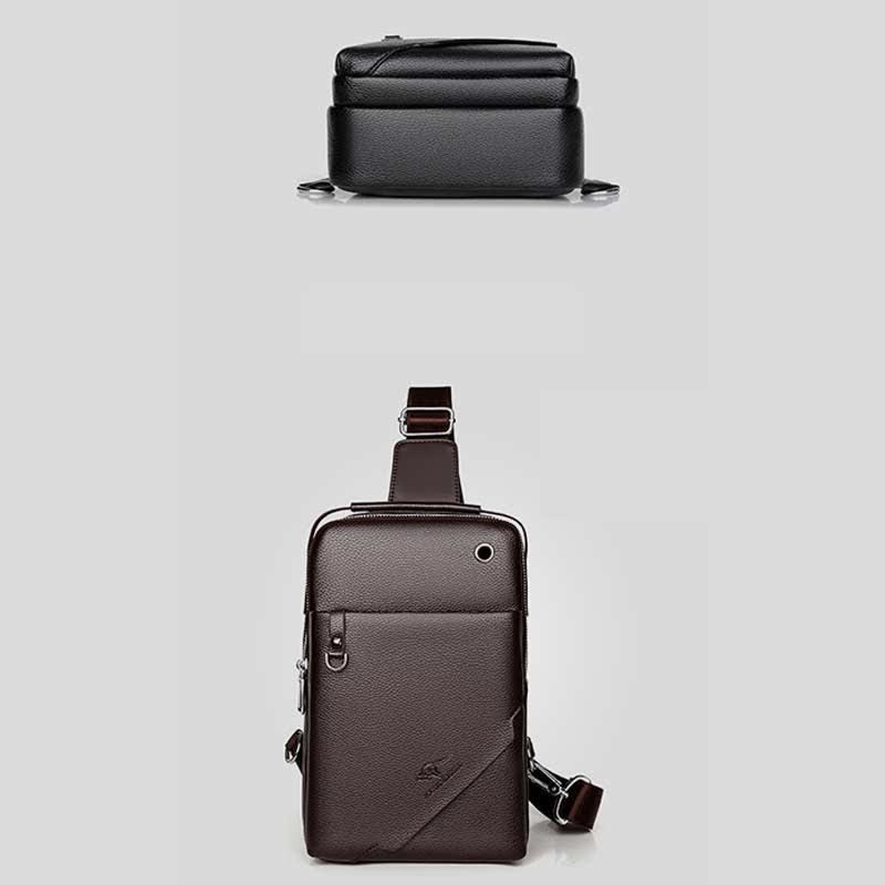Herren Leder Sling Rucksack Brust Crossbody Schultertasche für Reisen Wandern
