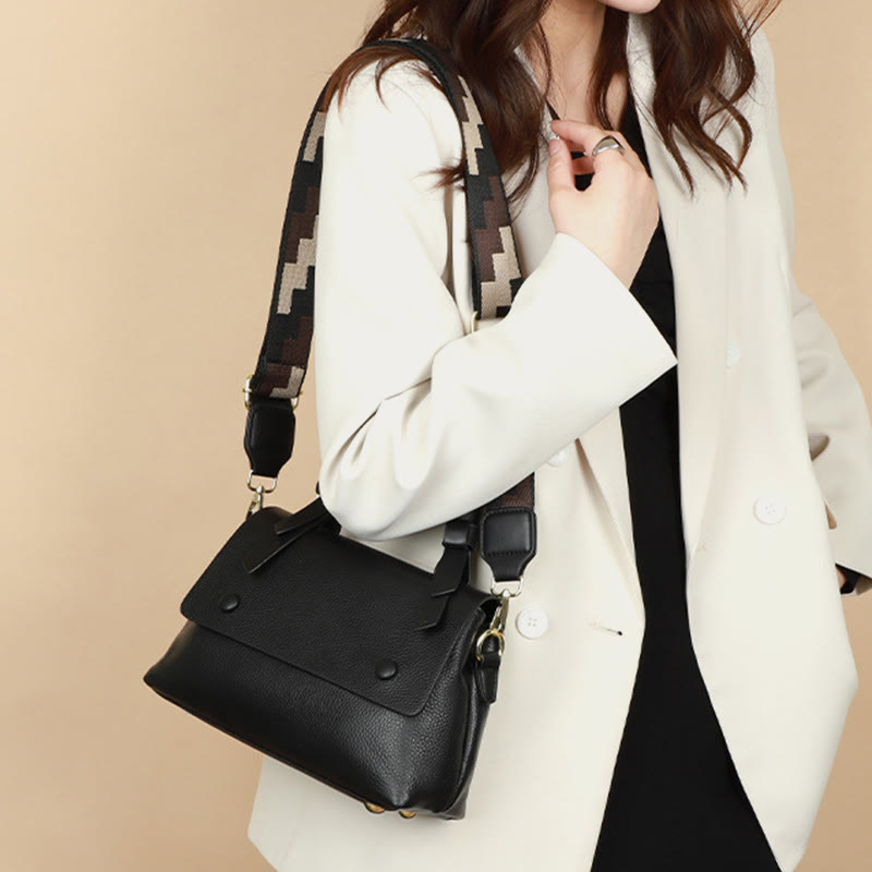 Retro-Tasche mit Henkel für Damen aus Leder mit Litschi-Muster