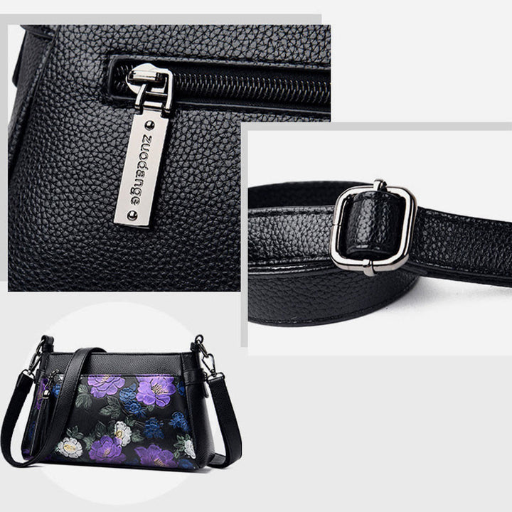 Umhängetasche mit Blumenmuster für Damen, Geldbörse mit Quaste und Libellen-Print