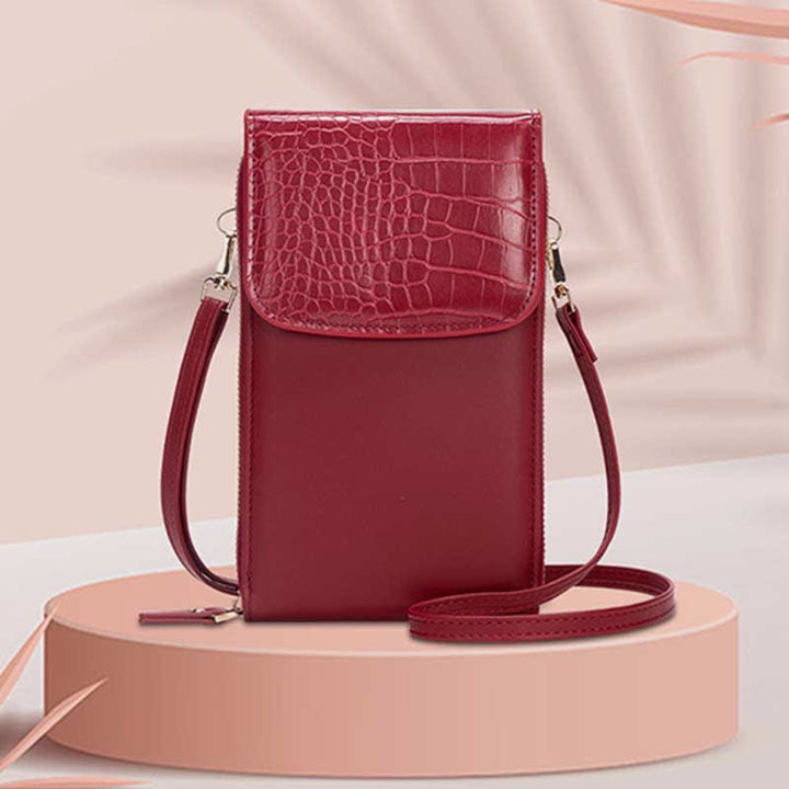 Schlanke, leichte Umhängetasche aus Leder für Damen, Handytasche, Kreditkartenhalter