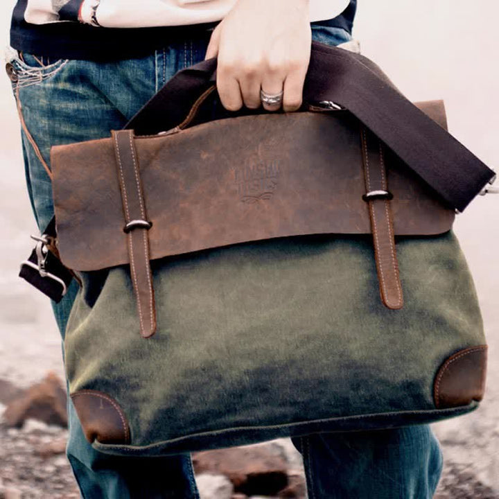 Umhängetasche für Herren, Canvas, lässig, Vintage, Dokumententasche