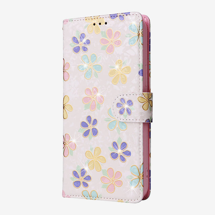 Bunte Blumen-Telefon-Kasten für Iphone Leder Clamshell Telefon Tasche