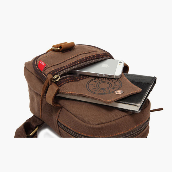 Schultertasche für Männer mit breiten Riemen, tragbarer Freizeit-Tagesrucksack aus Segeltuch