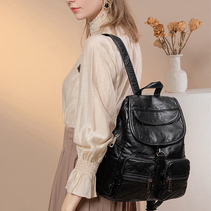 Weicher Leder-Reiserucksack, kleiner, wasserdichter, lässiger Tagesrucksack für Damen