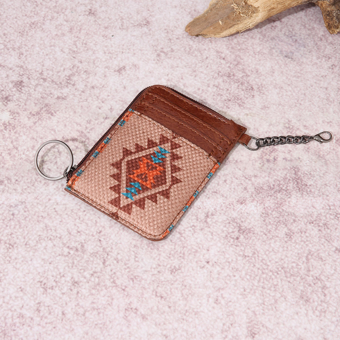 Vintage Kartenhalter für Damen Bohemian Baumwoll Leinen Kette Geldbörse