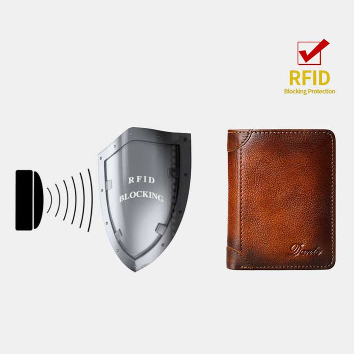 RFID-Geldbörse aus echtem Leder im Vintage-Stil mit Kartenhalter