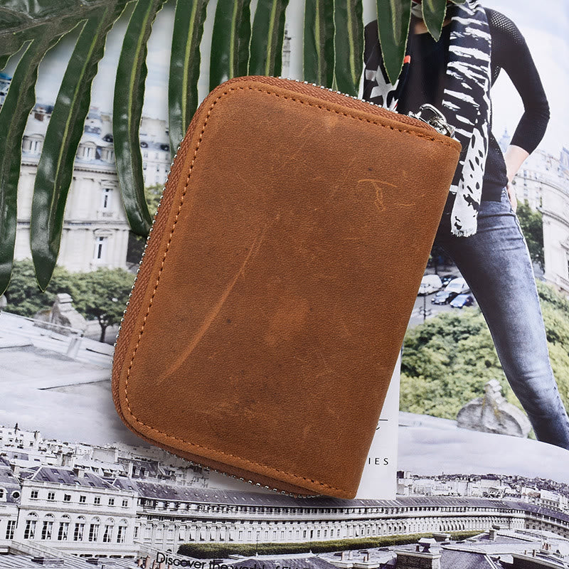 RFID-geschützte Brieftasche für Familienkartenhalter aus Leder als Geschenk