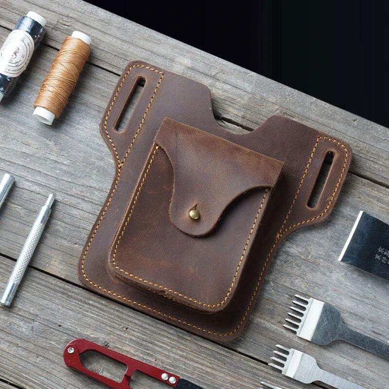 Outdoor Leder Retro Volltonfarbe 7,2 Zoll Handy Gürteltasche