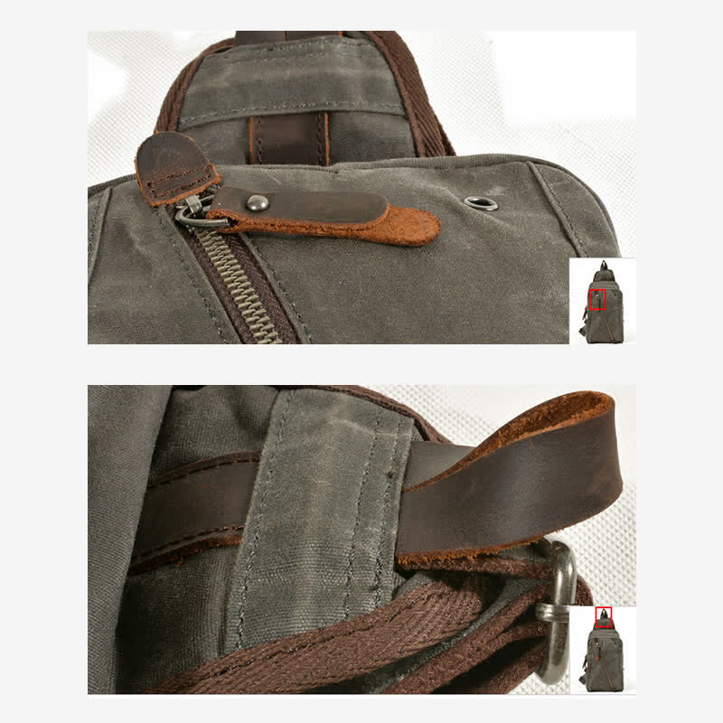 Schultertasche aus Canvas, Brusttasche, Reise-/Wanderrucksack, Umhängetasche, Tagesrucksack