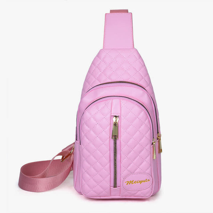 Schultertasche aus Leder für Damen, gesteppt, Umhängetasche, Sling-Rucksack, Tagesrucksack