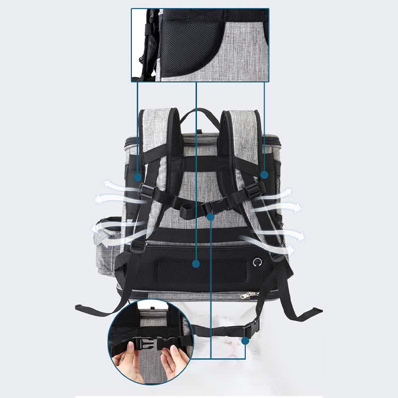 Haustier-Tragerucksack mit Taschen, Plüschmatte, Leine für Welpen und Katzen
