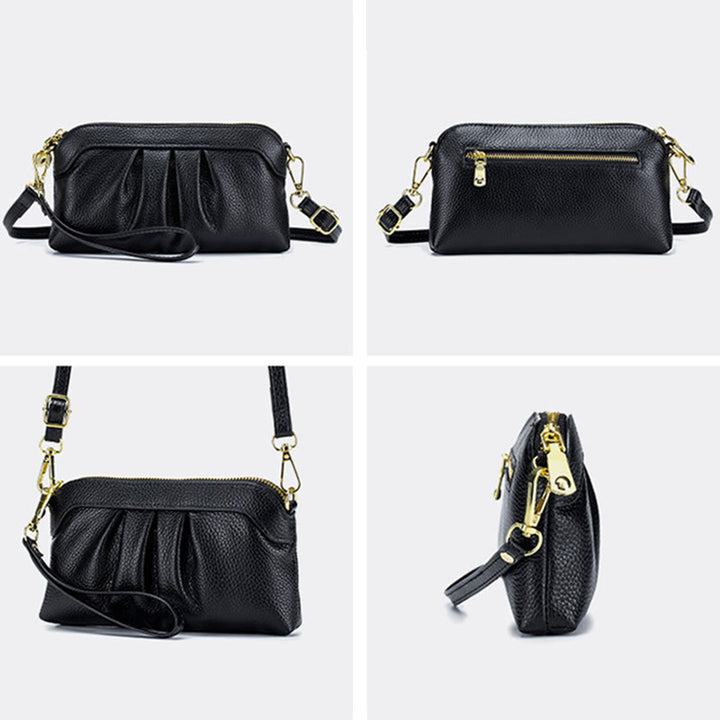 Clutch aus echtem Leder für Damen, Handgelenktasche, Umhängetasche