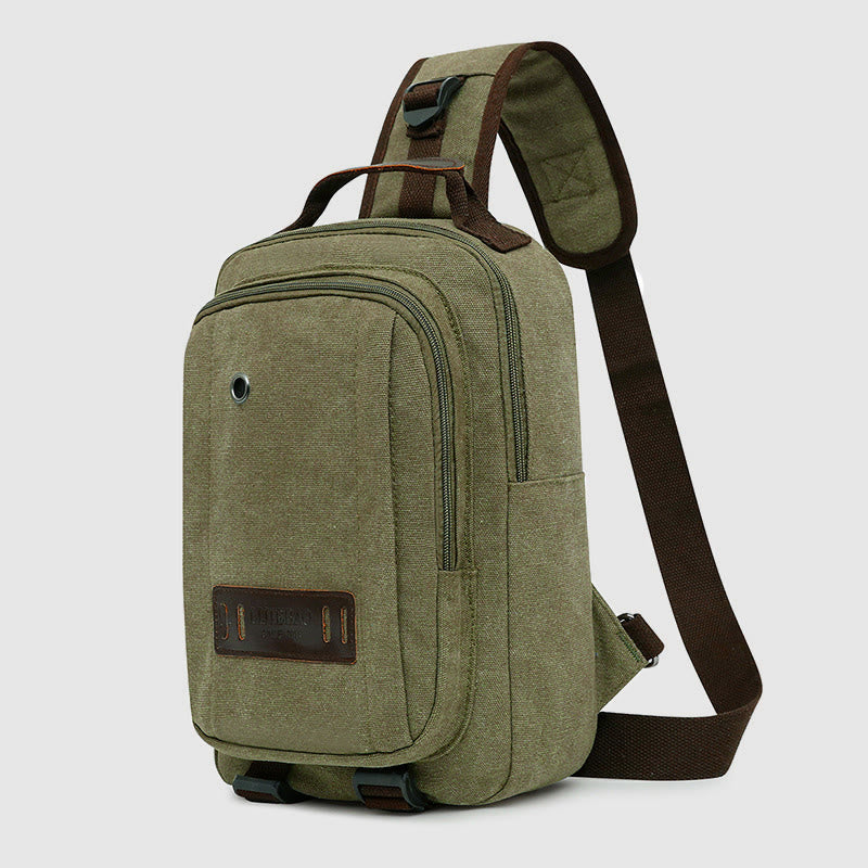 Schultertasche für Herren, Outdoor, lässig, Retro, Umhängetasche, Brusttasche