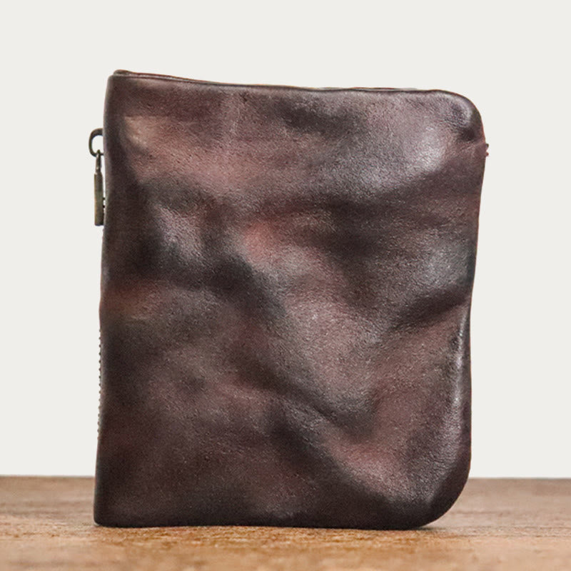 Pflanzlich gegerbtes Leder Geldbörse Damen Herren Retro Vertikale Multifunktionale