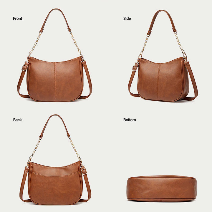 Umhängetasche für Damen mit doppeltem Riemen, elegante Tasche aus PU-Leder