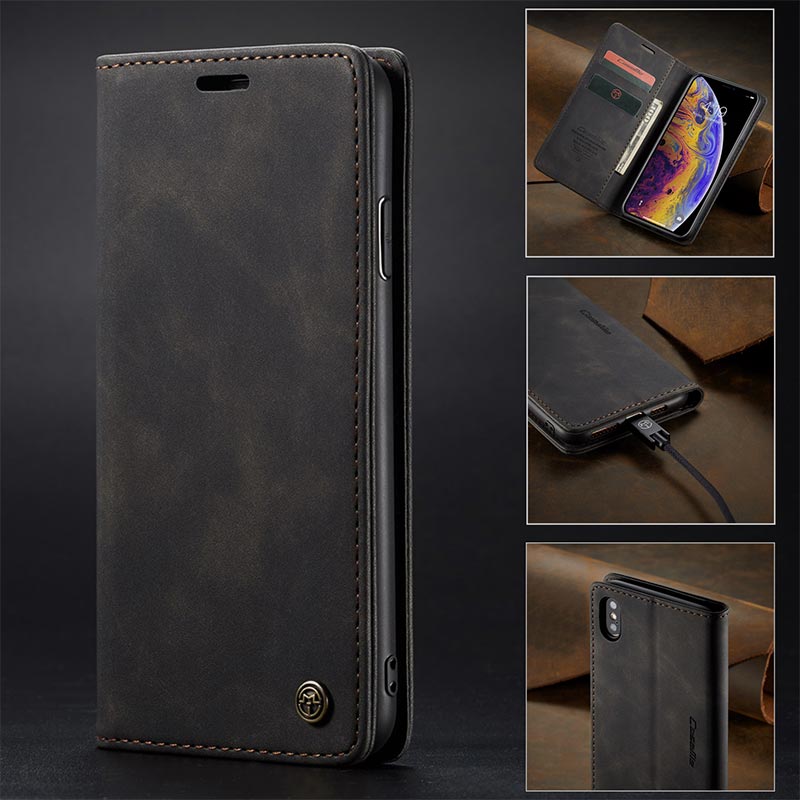 Leder-Handytasche, Handytasche für iPhone, Samsung, mit Kartenhalter, Geldscheinfach