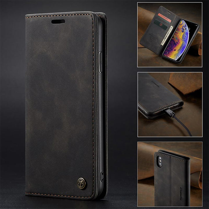 Leder-Handytasche, Handytasche für iPhone, Samsung, mit Kartenhalter, Geldscheinfach