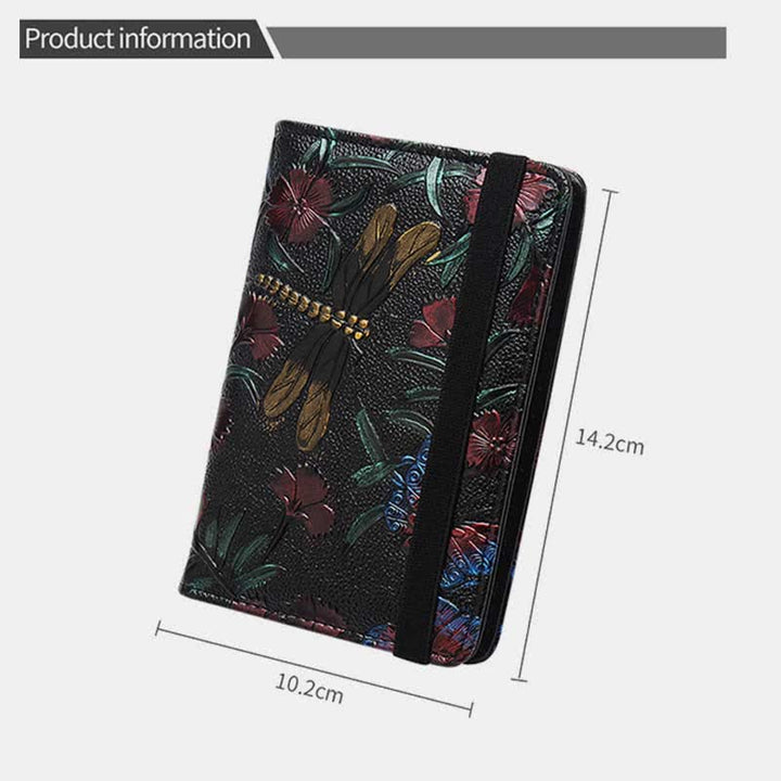 RFID-blockierender Reisepass-Impfkartenhalter, Retro-Geldbörse aus Leder mit Blumenmuster