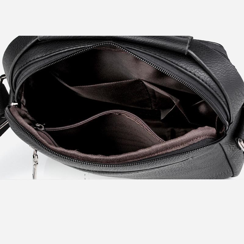 Messenger Bag für Herren, lässige Umhängetasche aus PU-Leder
