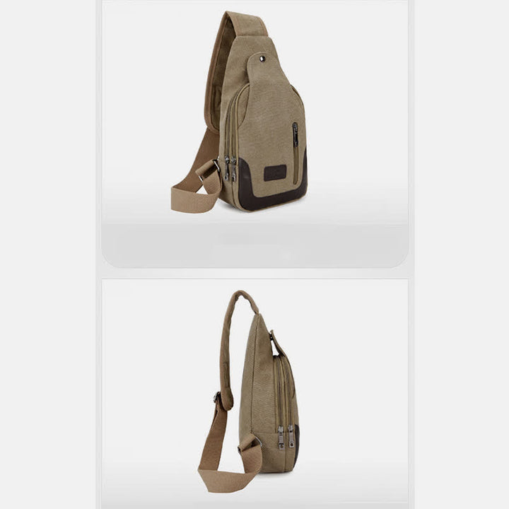 Schultertasche aus Segeltuch für Herren, für Outdoor-Reisen, Camping, Brust, Tagesrucksack