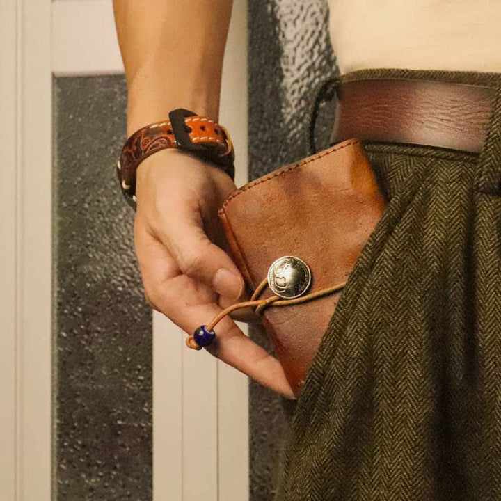Handgefertigte Retro-Geldbörse aus echtem Leder für Karten, Geldbörse für Männer und Frauen - image 5