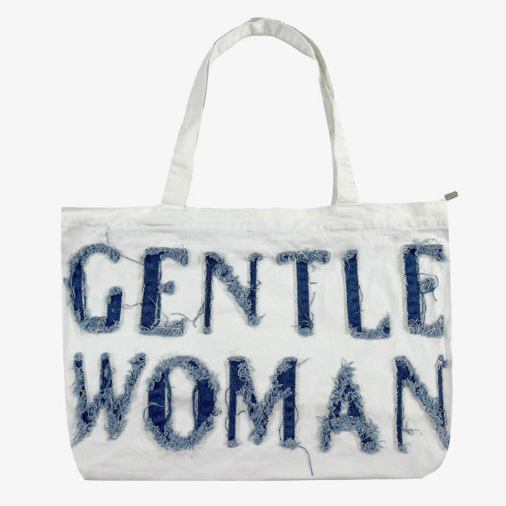 Gentle Women Tote Stickerei Brief große Laptop Schultertasche