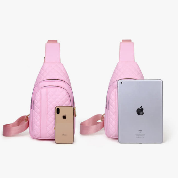 Schultertasche aus Leder für Damen, gesteppt, Umhängetasche, Sling-Rucksack, Tagesrucksack