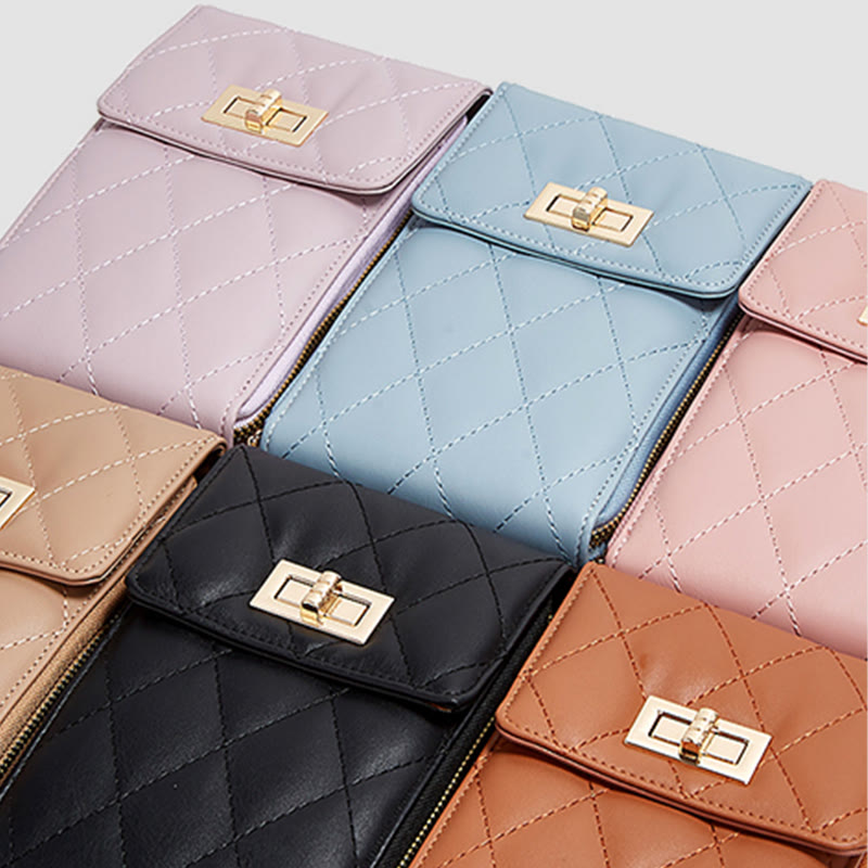Handytasche für Damen, einfarbig, schmale Umhängetasche, Münzgeldbörse