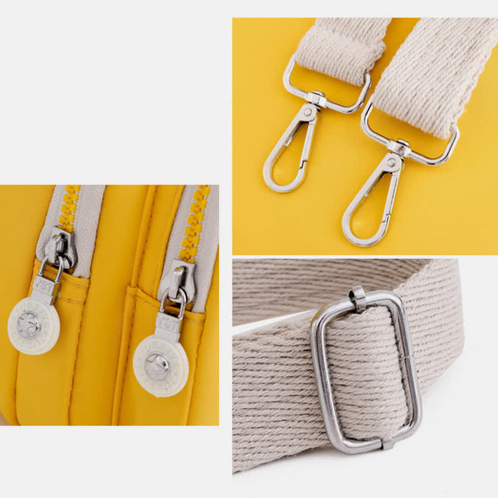 Kleine Handtasche mit dreifachem Reißverschluss für Damen, leichte, wasserdichte Umhängetasche