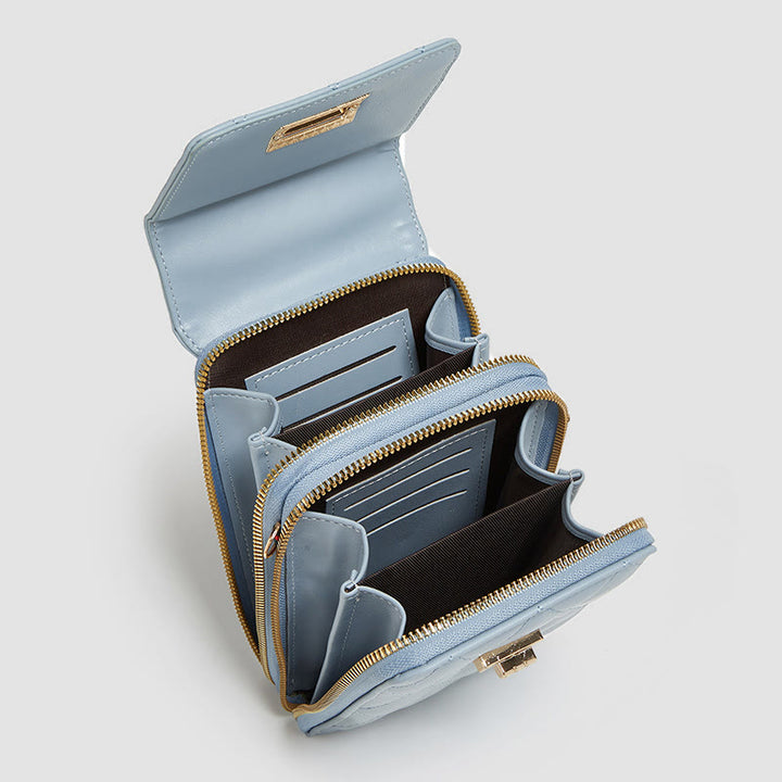 Handytasche für Damen, einfarbig, schmale Umhängetasche, Münzgeldbörse
