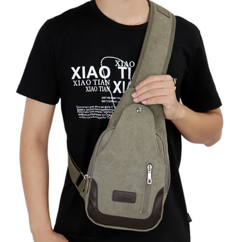 Schultertasche aus Segeltuch für Herren, für Outdoor-Reisen, Camping, Brust, Tagesrucksack
