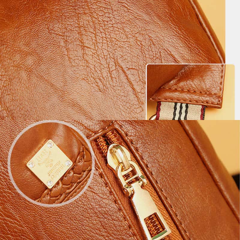 Kleiner Sling-Rucksack aus Kunstleder, Mehrzweck-Brusttasche mit Doppelreißverschluss, Rushsack