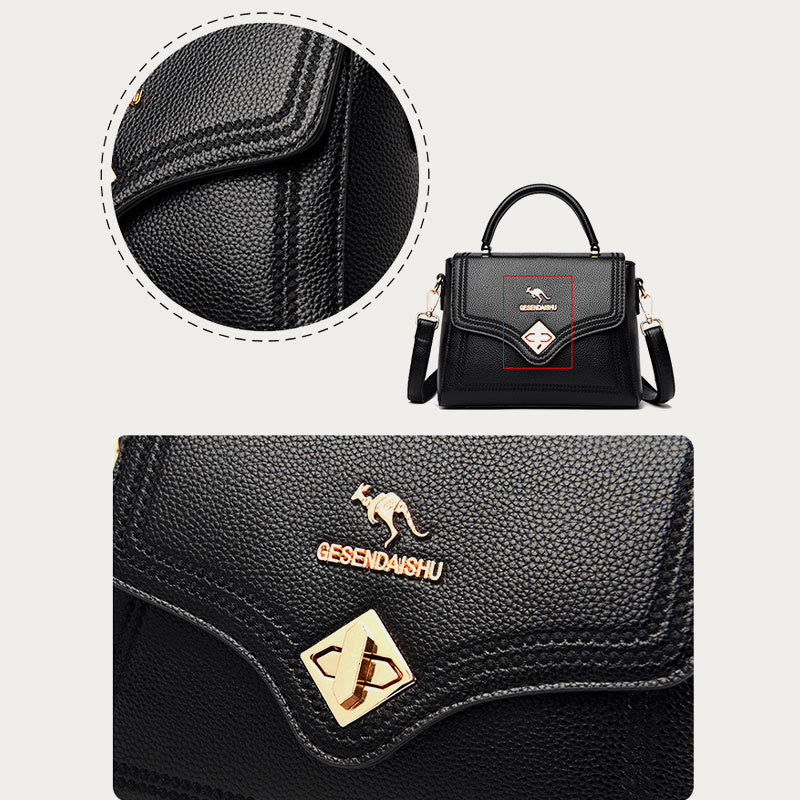 Klassische Tragetasche für den Weg zur Arbeit, minimalistische kleine Lederhandtasche