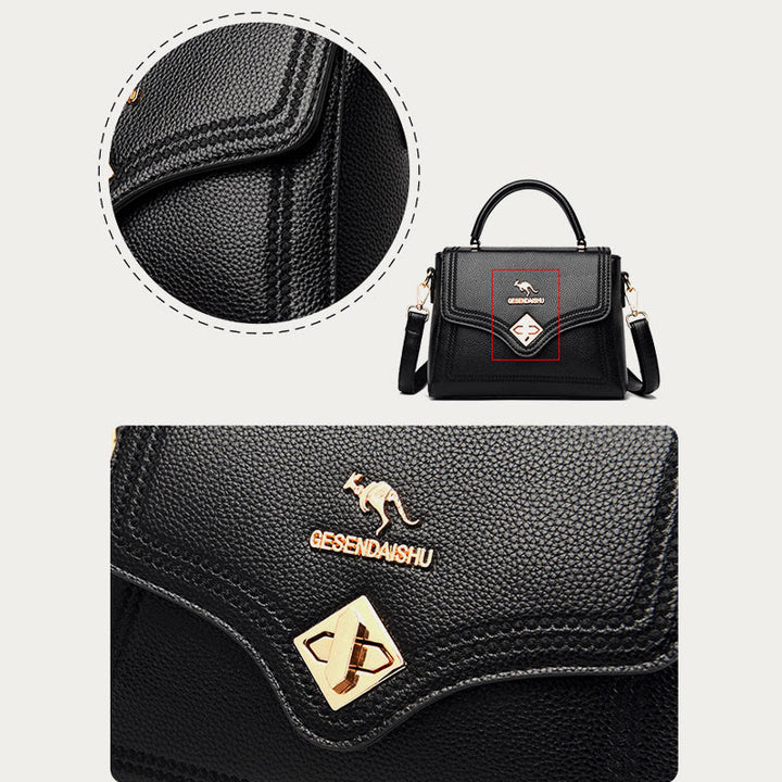Klassische Tragetasche für den Weg zur Arbeit, minimalistische kleine Lederhandtasche
