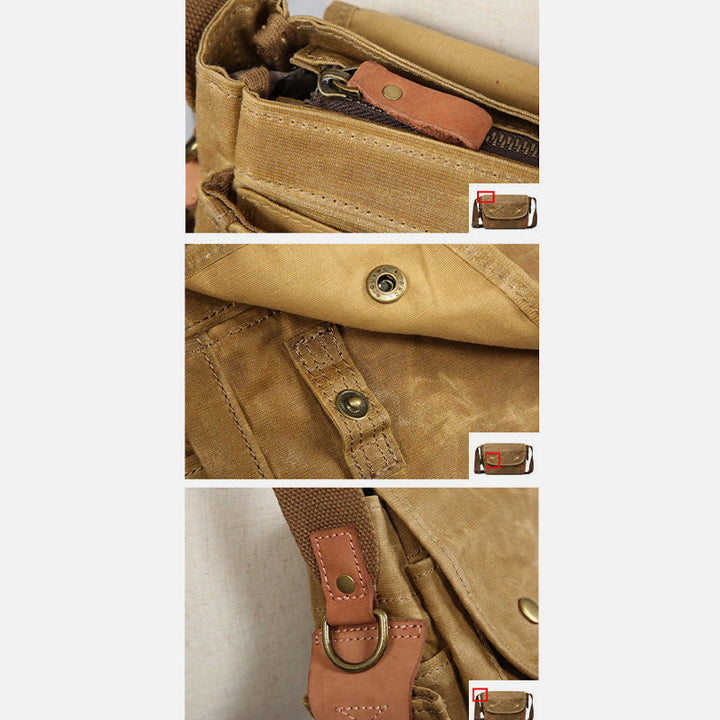 Retro-Umhängetasche für Männer, wasserdichte Commutor Canvas Messenger Geldbörse