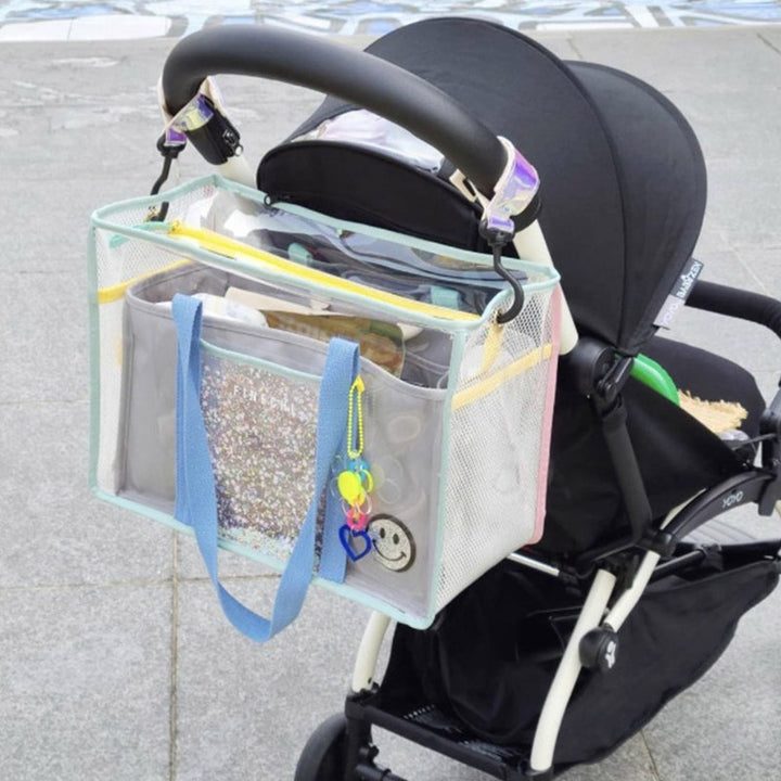 Große wasserdichte, transparente Strandtasche aus PVC mit großem Fassungsvermögen, Tragetasche und Schultergurt