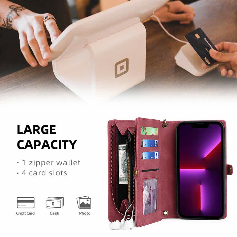 2-in-1-Telefontasche/Geldbörsenhülle für iPhone mit Umhängegurt