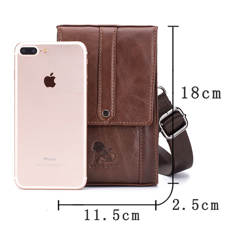 Echtes Leder Geldbörse Clutch Multi-Slot Gürteltasche mit Gürtelschlaufe Crossbody Strap