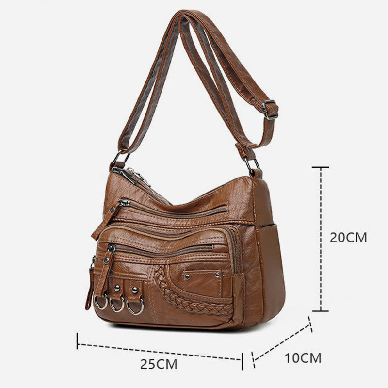Umhängetasche für Damen, Twist-Muster, mehrere Taschen, Ledergeldbörse