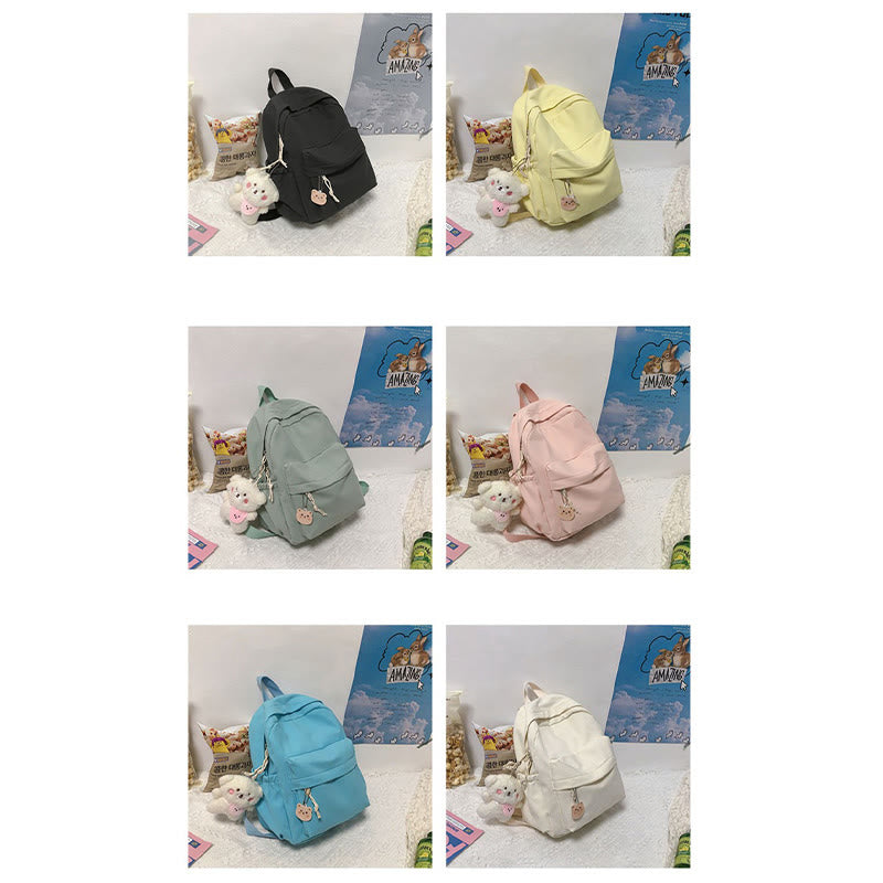 Rucksack für Damen, lässig, cool, solides Nylon, Schul-Umhängetasche