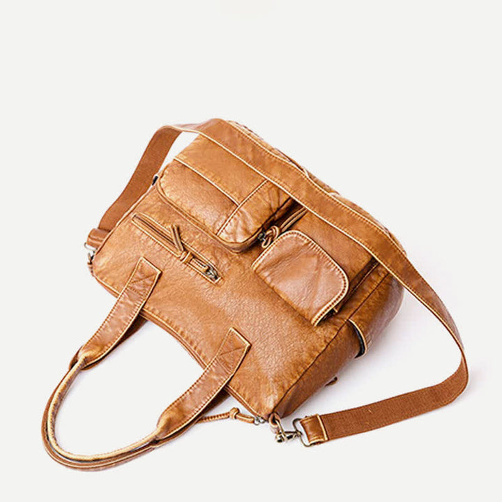 Retro-Tragetasche aus Kunstleder für Damen, Schultertasche mit Crossbody-Gurt