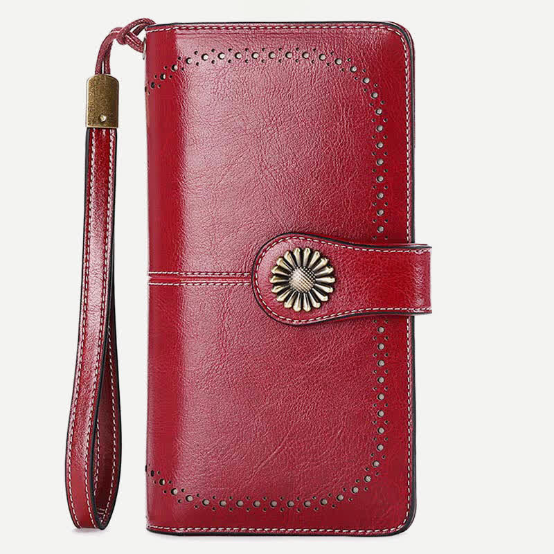 Damen RFID-blockierende Ledergeldbörse mit mehreren Steckplätzen, Kreditkartenetui, Clutch