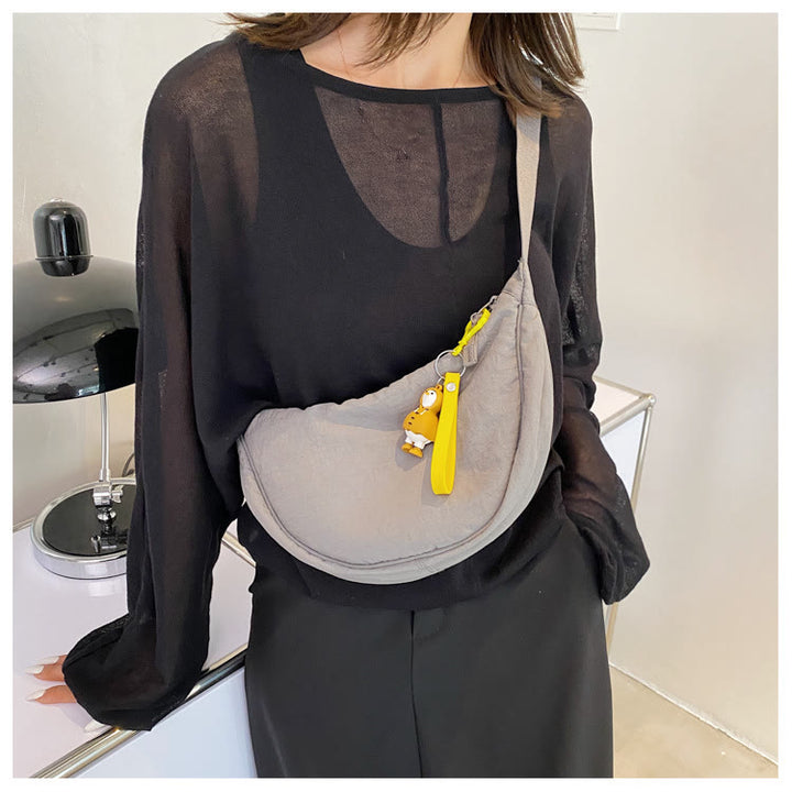 Umhängetasche für Damen aus Nylon im Knödel-Stil, Einkaufs-Schultertasche