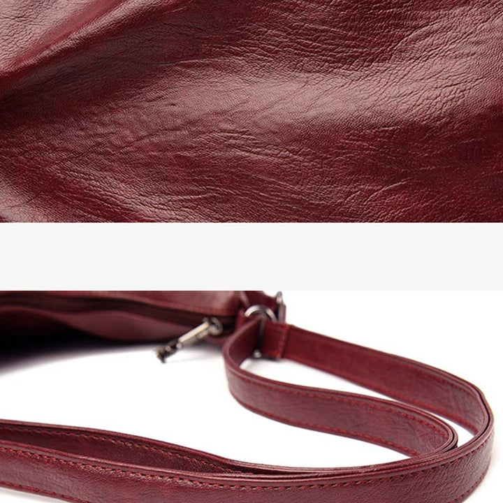 3-Wege-Rucksack mit mehreren Taschen, Umhängetasche aus Leder mit Reißverschluss