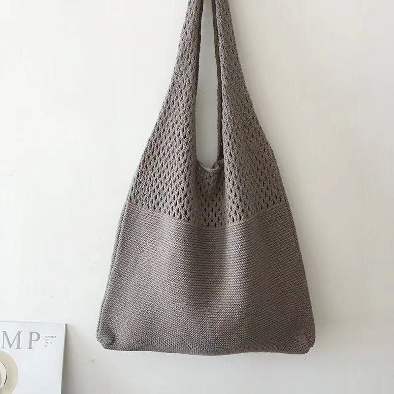 Einkaufstasche für Frauen im ethnischen Stil aus Wolle gestrickte Schultertasche