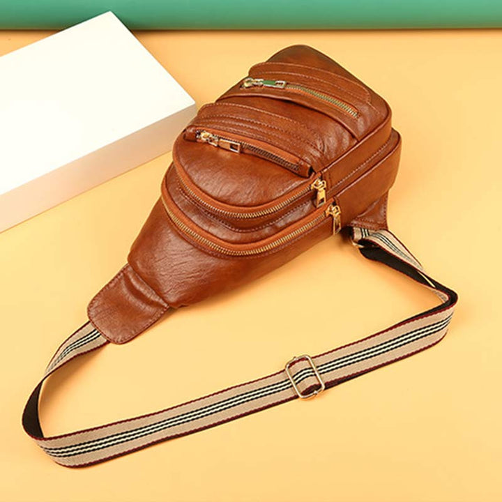 Sling Crossbody Rucksack Weiche Leder Schultertasche mit verstellbarem Riemen