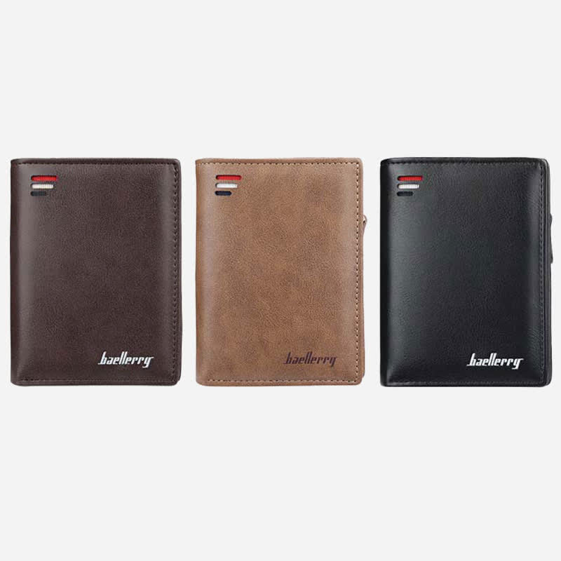 Vordertaschen-Geldbörse für Herren, Ledergeldbörse mit mehreren Fächern und Ausweisfenster