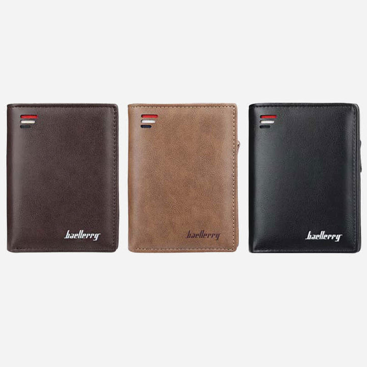 Vordertaschen-Geldbörse für Herren, Ledergeldbörse mit mehreren Fächern und Ausweisfenster
