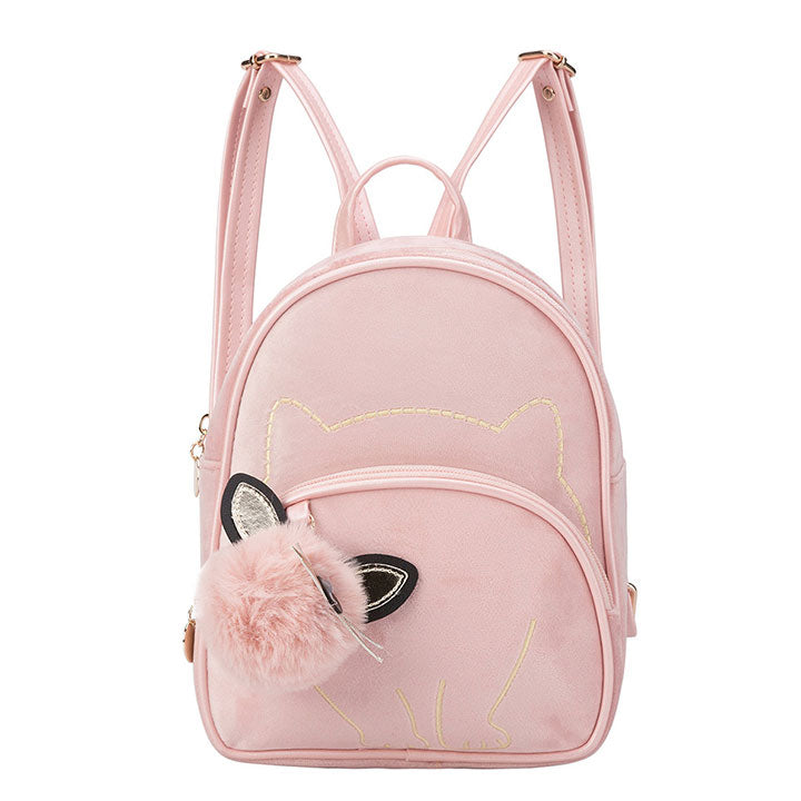 Mini-Rucksack mit aufgesticktem Katzenmuster