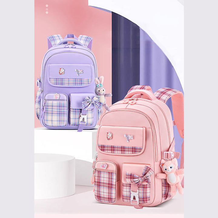 Rucksack für Mädchen, kräftiger Cartoon-Anhänger, leicht, große Kapazität